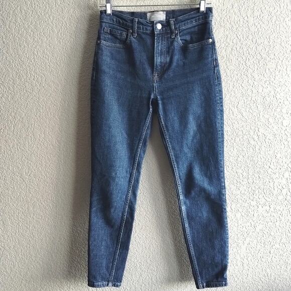 Everlane High Rise Dark-wash Straight Leg Ankle Organic Cotton Denim Jeans 27R - Picture 2 of 13